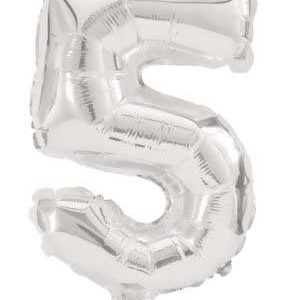 Mini 5-ös Silver szám Fólia lufi 33 cm