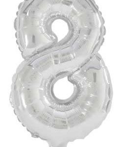 Mini 8-as Silver szám Fólia lufi 33 cm