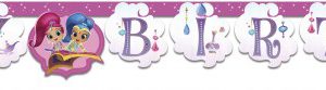 Shimmer és Shine Glitter Happy Birthday felirat