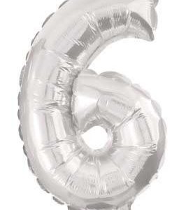 Óriás 6-os Silver szám fólia lufi 85 cm