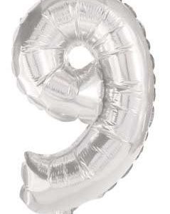 Óriás 9-es Silver szám fólia lufi 85 cm