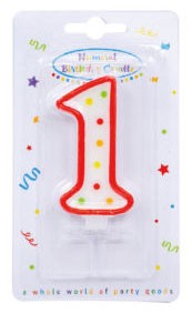 Színes Dots tortagyertya, számgyertya 1-es