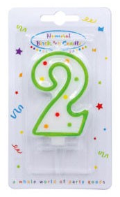 Színes Dots tortagyertya, számgyertya 2-es