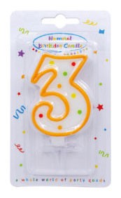 Színes Dots tortagyertya, számgyertya 3-as
