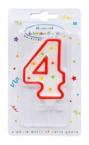 Színes Dots tortagyertya, számgyertya 4-es