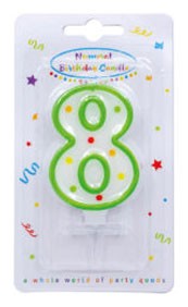 Színes Dots tortagyertya, számgyertya 8-as