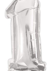 Ezüst Silver 1-es szám fólia lufi 95 cm