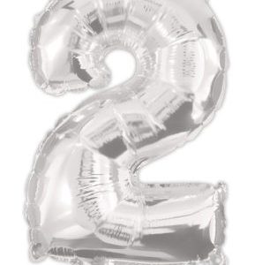 Ezüst Silver 2-es szám fólia lufi 95 cm