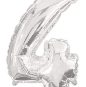 Ezüst Silver 4-es szám fólia lufi 95 cm