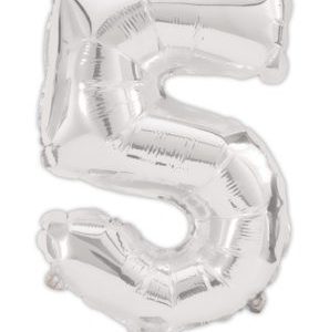 Ezüst Silver 5-ös szám fólia lufi 95 cm