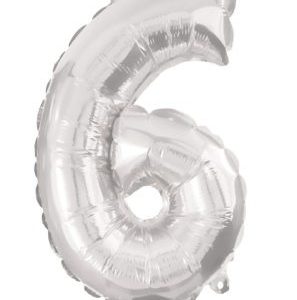 Ezüst Silver 6-os szám fólia lufi 95 cm