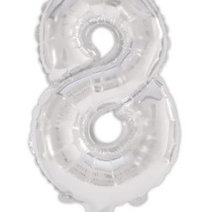 Ezüst Silver 8-as szám fólia lufi 95 cm