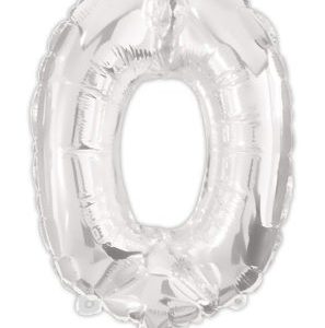 Ezüst Silver 0-ás szám fólia lufi 95 cm