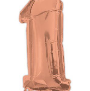 Színes Rose Gold 1-es szám fólia lufi 95 cm