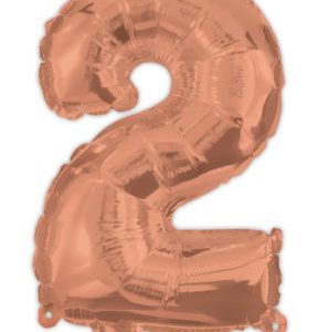 Színes Rose Gold 2-es szám fólia lufi 95 cm