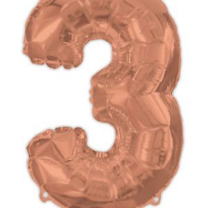 Színes Rose Gold 3-as szám fólia lufi 95 cm
