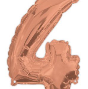 Színes Rose Gold 4-es szám fólia lufi 95 cm