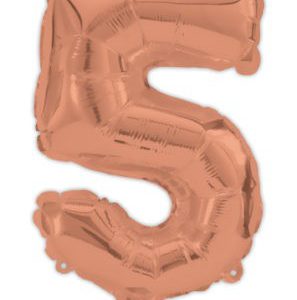Színes Rose Gold 5-ös szám fólia lufi 95 cm