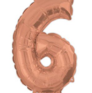 Színes Rose Gold 6-os szám fólia lufi 95 cm