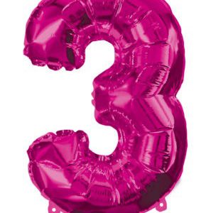 Rózsaszín Hot Pink 3-as szám fólia lufi 95 cm