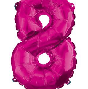 Rózsaszín Hot Pink 8-as szám fólia lufi 95 cm