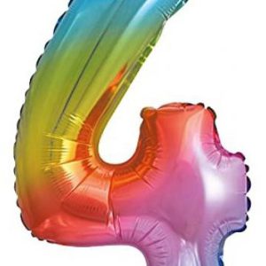 Színes Multicolour Metallic mini 4-es szám fólia lufi 35 cm