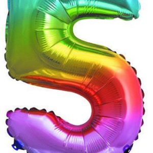 Színes Multicolour Metallic mini 5-ös szám fólia lufi 32 cm