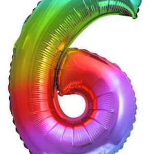 Színes Multicolour Metallic mini 6-os szám fólia lufi 36 cm