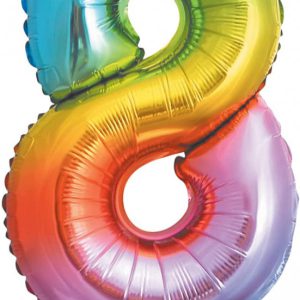 Színes Multicolour Metallic mini 8-as szám fólia lufi 35 cm
