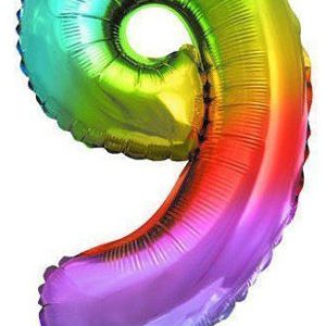 Színes Multicolour Metallic mini 9-es szám fólia lufi 36 cm