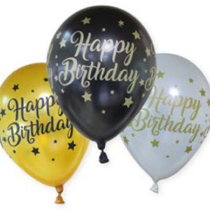 Happy Birthday Stars léggömb, lufi 6 db-os