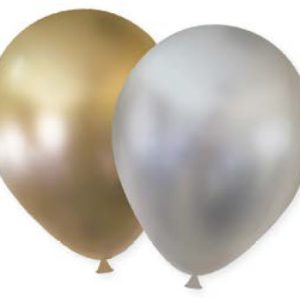 Arany-Ezüst Shiny léggömb, lufi 6 db-os