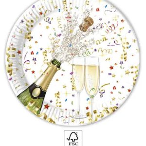 Csillogó ünneplés Sparkling Celebration papírtányér 8 db-os 23 cm FSC