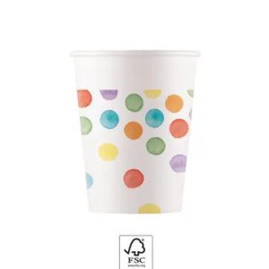 Színes Dots papír pohár 8 db-os 200 ml FSC