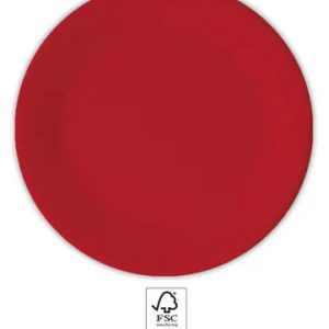Unicolour Red, Piros papírtányér 8 db-os 23 cm FSC