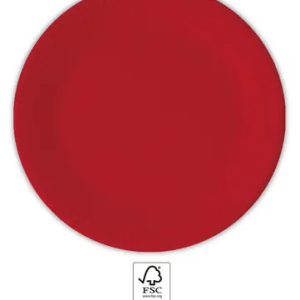 Unicolour Red, Piros papírtányér 8 db-os 20 cm FSC