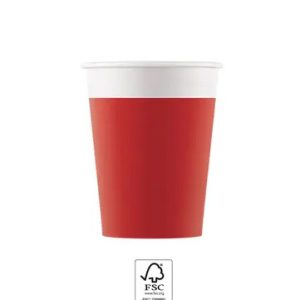 Unicolour Red, Piros papír pohár 8 db-os 200 ml FSC
