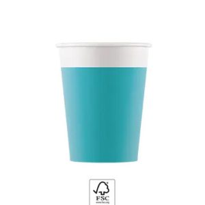 Unicolour Tirquoise, Kék papír pohár 8 db-os 200 ml FSC