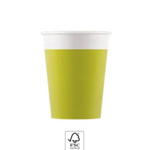Unicolour Light Green, Zöld papír pohár 8 db-os 200 ml FSC