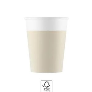 Unicolour Beige, Bézs papír pohár 8 db-os 200 ml FSC