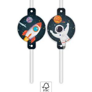 Űr Rocket Space papír szívószál, 4 db-os szett FSC