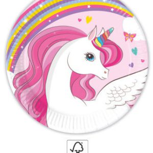 Unikornis Rainbow Colors papírtányér 8 db-os 20 cm FSC
