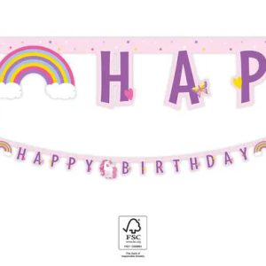 Unikornis Rainbow Colors Happy Birthday felirat FSC 2 m