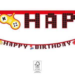 Gaming Party Happy Birthday felirat FSC 2 m