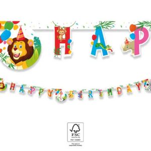 Dzsungel Balloons Happy Birthday felirat FSC 2 m