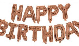 Happy Birthday Rose Gold fólia lufi 3,4 m