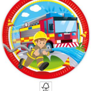 Tűzoltó Rescue papírtányér 8 db-os 23 cm FSC