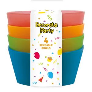 Színes Party félig átlátszó műanyag mélytányér 4 db-os