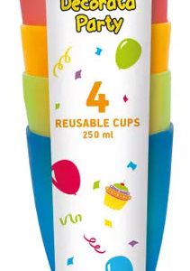 Színes Party műanyag pohár 4 db-os szett 250 ml