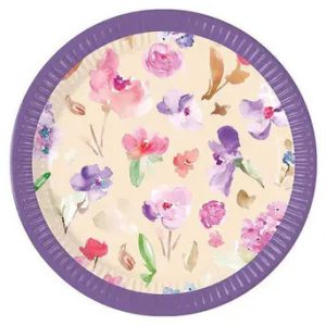 Virág Watercolor Flowers papírtányér 8 db-os 23 cm